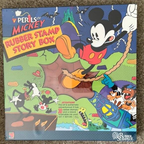 Perils Of Mickey Rubber Stamp Story Box Rubber Stampede 30 Stamps 1 Ink pad VTG - Picture 3 of 3